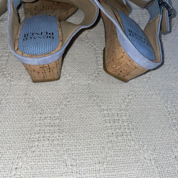Donald Pliner Women’s Wedge Sandals Size 6.5 M Blue Leather Beach Cruise NWOB - Picture 10 of 12